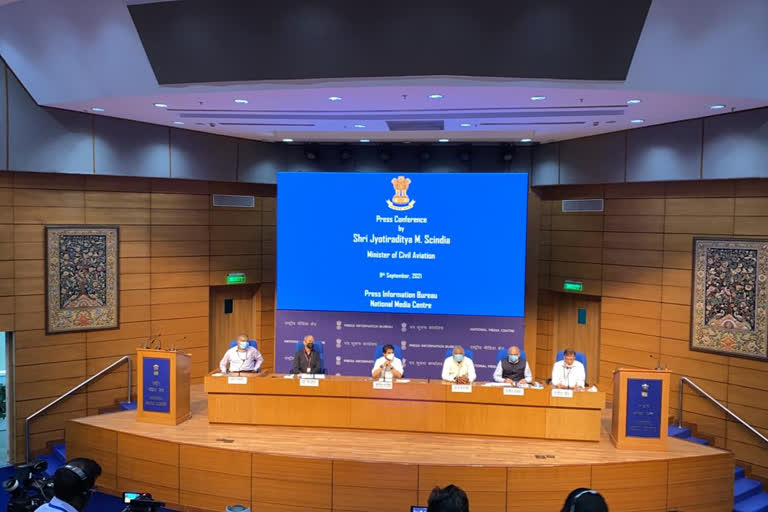 Press conference held by Civil Aviation Minister Jyotiraditya Scindia