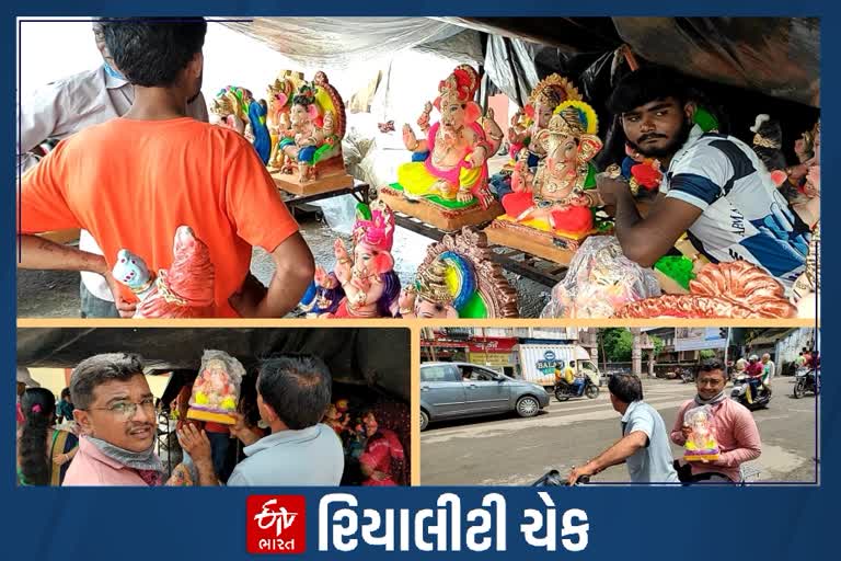 ગણપતિના ભક્તો પ્રતિમા ખરીદવાને લઈને કરી રહ્યા છે ગાઇડલાઇનનું પાલન