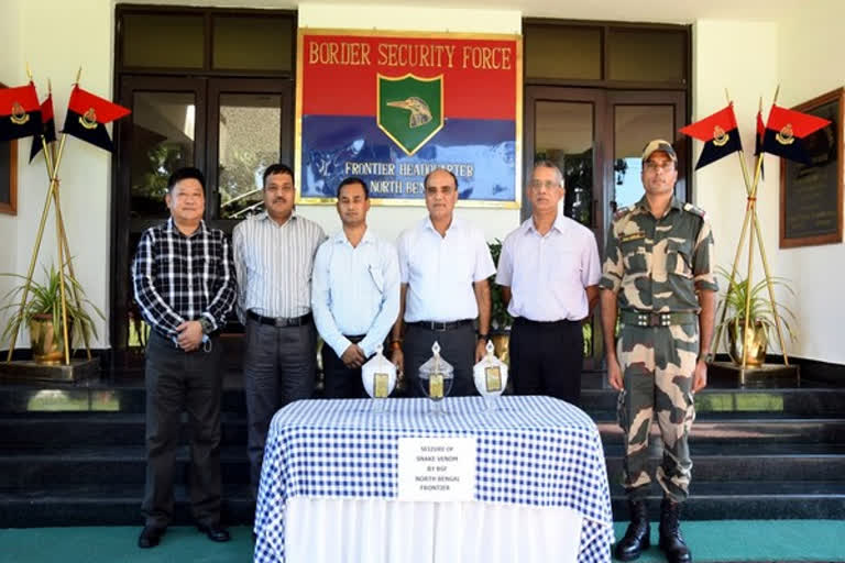 BSF seizes snake venom worth Rs 57 cr from Indo-Bangladesh border  BSF seizes snake venom worth Rs 57 cr  BSF seizes snake venom  BSF  seizes snake venom  snake venom  ബിഎസ്എഫ്  പാമ്പിൻ വിഷം ബിഎസ്എഫ് പിടിച്ചെടുത്തു  പാമ്പിൻ വിഷം  57 കോടി രൂപ വിലവരുന്ന പാമ്പിൻ വിഷം ബിഎസ്എഫ് പിടിച്ചെടുത്തു  പാമ്പ് വിഷം