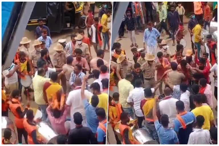 Youths who were treated badly with the police while Ganesh fest