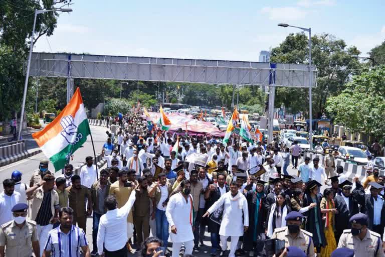 Youth congress protest  in Bangalore