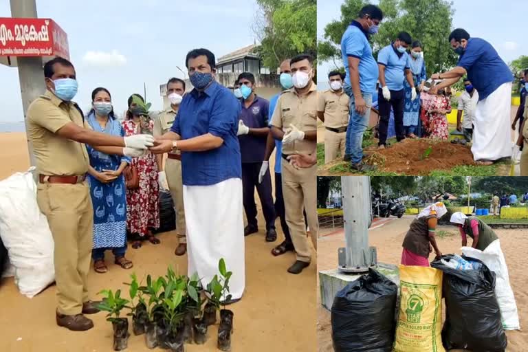 neendakara coastal police launched operation Blue Beat on international coastal cleanup day  neendakara  coastal police  neendakara coastal police  neendakara coastal police launched operation Blue Beat  operation Blue Beat  operation Blue Beat by neendakara coastal police  international coastal cleanup day  international coastal cleanup day 2021  coastal cleanup day  coastal cleanup day 2021  ഓപ്പറേഷൻ ബ്ലൂ ബീറ്റ്  തീരശുചീകരണ ദിനത്തിൽ മാതൃകയായി നീണ്ടകര കോസ്റ്റൽ പൊലീസ്  അന്താരാഷ്‌ട്ര തീരശുചീകരണ ദിനം  അന്താരാഷ്‌ട്ര തീരദേശശുചീകരണ ദിന  പുന്ന തൈകൾ  നീണ്ടകര കോസ്റ്റൽ പൊലീസ്  നീണ്ടകര  കോസ്റ്റൽ പൊലീസ്  mukesh  m mukesh  mukesh mla  m mukesh mla  എം മുകേഷ്  എം മുകേഷ് എംഎൽഎ  മുകേഷ്  മുകേഷ് എംഎൽഎ  കൊല്ലം  kollam