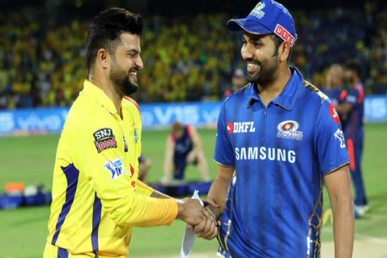 IPL 2021  Chennai super kings  Mumbai indians  രോഹിത് ശര്‍മ  സുരേഷ് റെയ്‌ന  രവീന്ദ്ര ജഡേജ  മുംബൈ ഇന്ത്യന്‍സ്  ചെന്നൈ സൂപ്പർ കിങ്സ്