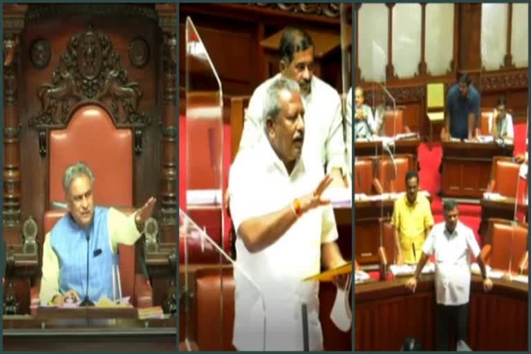 JDS members protest in council; Session Adjourned to tomorrow