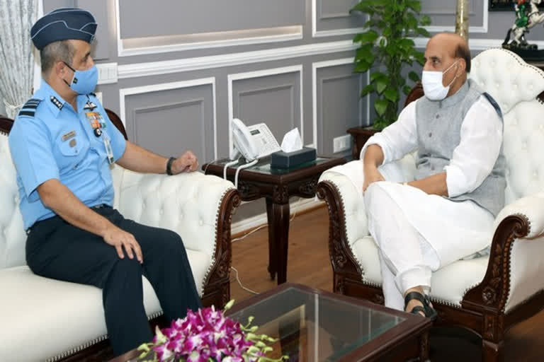 Air Marshal VR Chaudhari meets Rajnath Singh