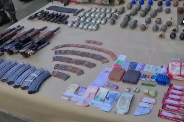 Three terrorists strangled in Rampur sector; Weapons seized with five AK-47s, 70 hand grenades