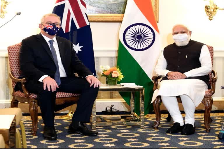 pm modi meets australian counterpart morrison in us ahead of 1st in person quad summit