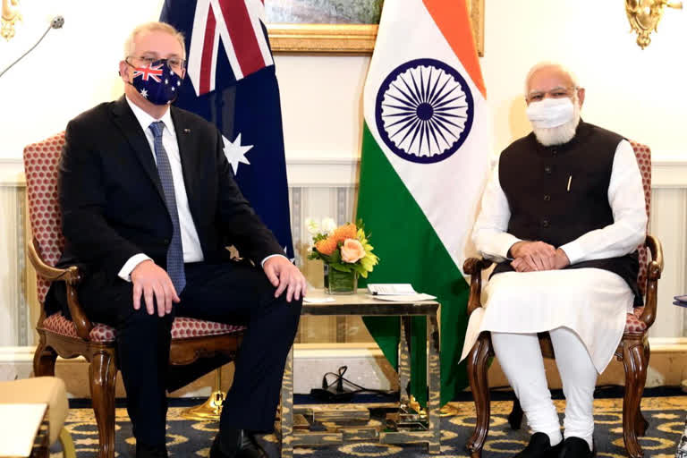 Modi- Scott Morrison meet  Modi- morrison meeting  Modi meets Scott Morrison  Modi US visit  Modi holds bilateral talks with Scott Morrison  India Australia bilateral ties  സ്‌കോട്ട് മോറിസണ്‍  സ്‌കോട്ട് മോറിസണ്‍ വാര്‍ത്ത  ഓസ്‌ട്രേലിയന്‍ പ്രധാനമന്ത്രി വാര്‍ത്ത  മോദി മോറിസണ്‍ കൂടിക്കാഴ്‌ച വാര്‍ത്ത  മോറിസണ്‍ മോദി കൂടിക്കാഴ്‌ച വാര്‍ത്ത  ഓസ്‌ട്രേലിയന്‍ പ്രധാനമന്ത്രി മോദി വാര്‍ത്ത  ഓസ്‌ട്രേലിയന്‍ പ്രധാനമന്ത്രി മോദി കൂടിക്കാഴ്‌ച വാര്‍ത്ത