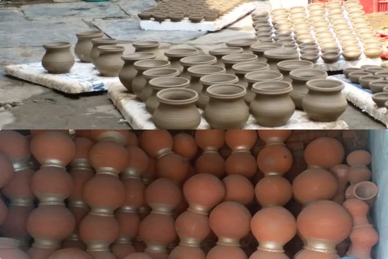 Potters are in the hope of selling earthen pots