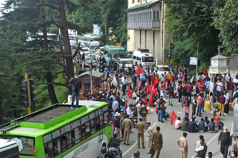 Kisan Sabha in support of Bharat Bandh in Shimla