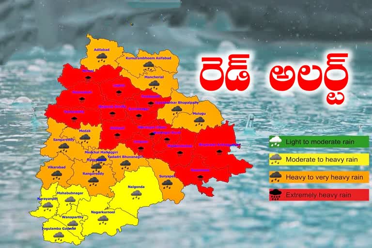 Meteorological Department has issued Red Alert in 14 districts of Telangana