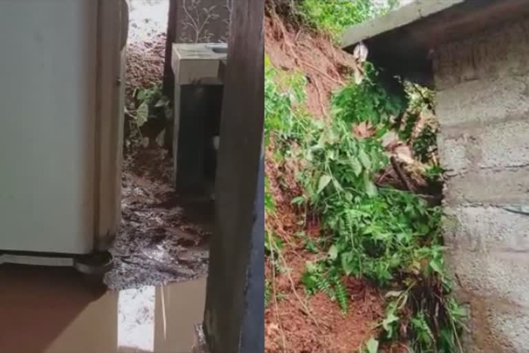 hill fell into house due to heavy rain  hill fell into house  കനത്ത മഴയിൽ വീടിനുള്ളിലേക്ക് കുന്നിടിഞ്ഞ് വീണു  കുന്നിടിഞ്ഞ് വീണു  heavy rain  കനത്ത മഴ