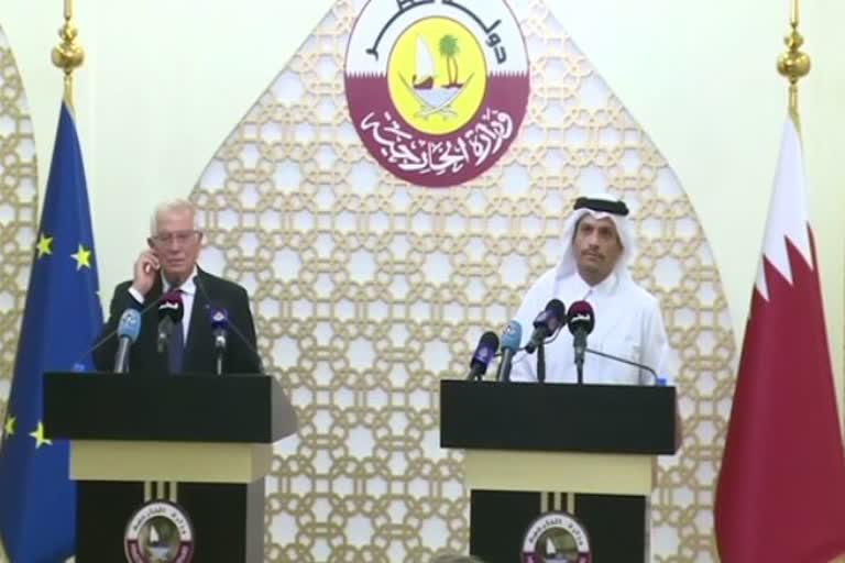 Qatari FM, EU's Borrell on Taliban in Afganistan