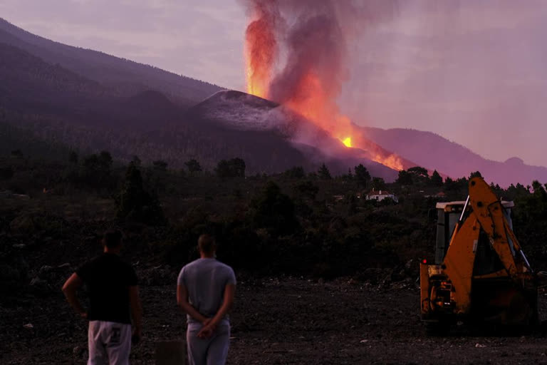 Lava flows from a volcano on the Canary island of La Palma, Spain on Friday Oct. 1, 2021. An erupting volcano on a Spanish island off northwest Africa has blown open another fissure on its hillside