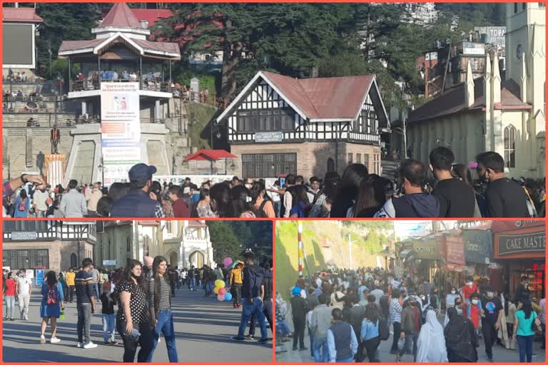 HUGE CROWD OF TOURISTS GATHERED AGAIN IN SHIMLA ON WEEKEND