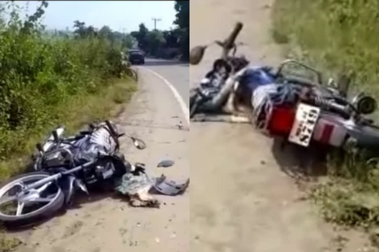 father and son died on the spot in collision of two-wheelers, serious one