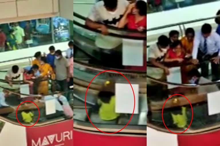 GIRL DRESS STUCK IN ESCALATOR AT SHOPPING MALL