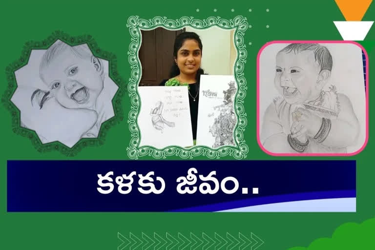 young woman paintings, paintings by telangana young woman