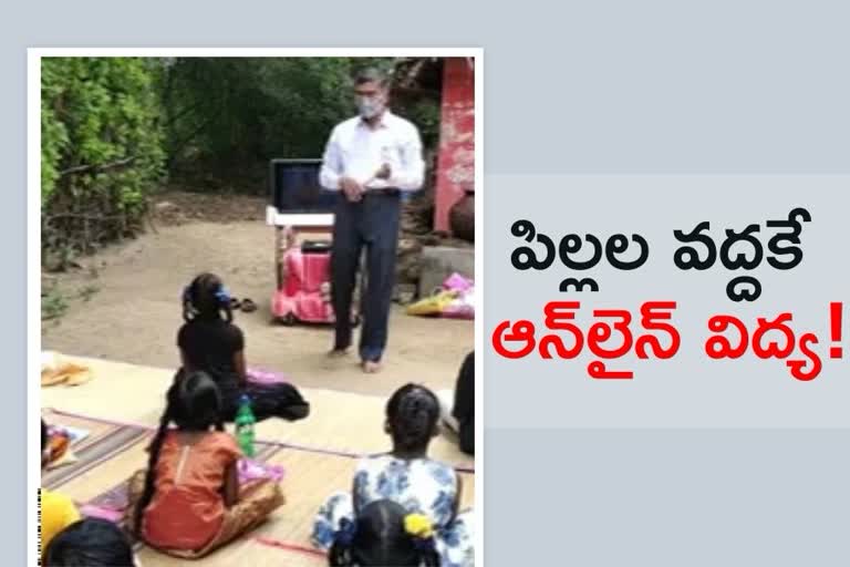 Teacher fits LED TV with a wheelchair and teaches the local villages' students