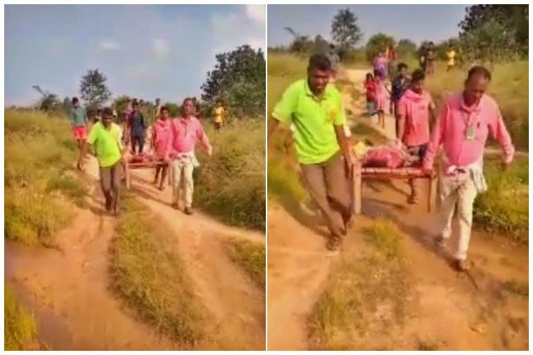 ambulance employee take to patient in bargarh
