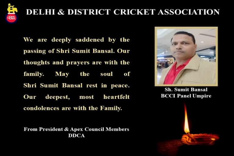 Delhi-based umpire Sumit Bansal passes away at 46