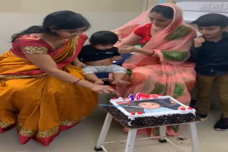 Celebrate cutting cakes for Shivansh