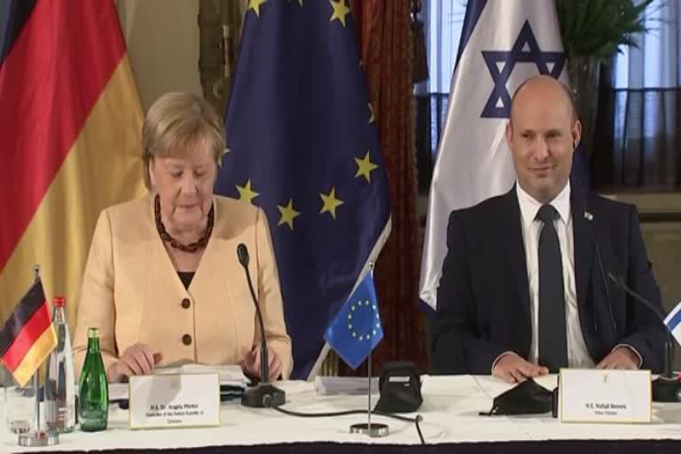 Angela Merkel and Israeli Prime Minister Naftali Bennett