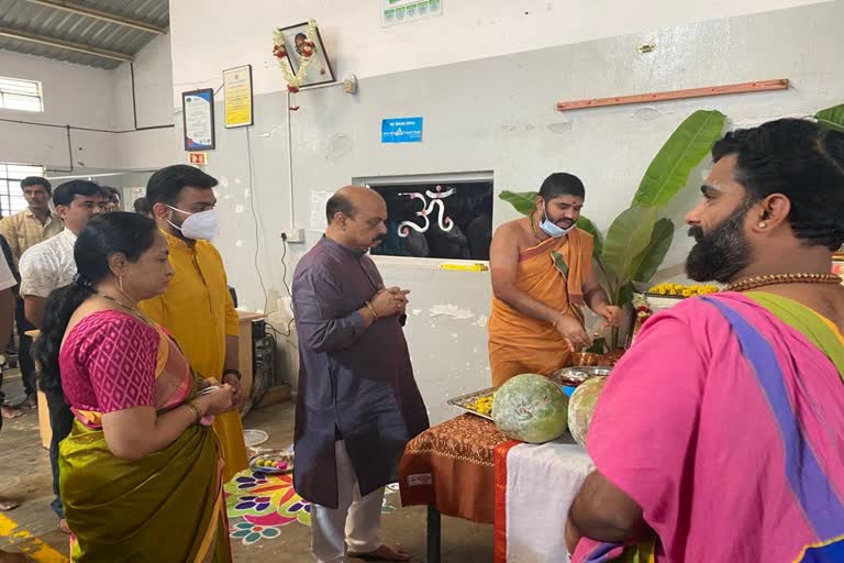 cm-basavaraj-bommai-factory-ayudha-puja