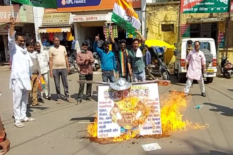 congress burnt effigies of inflation