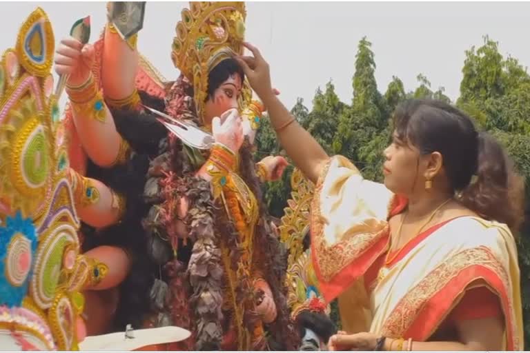 sindur khela on maa durga idol immersion programme in anugul