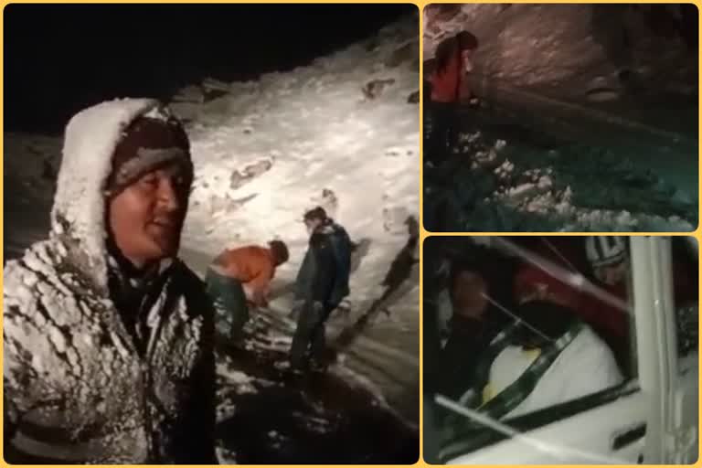 rescue-of-delhi-and-andhra-tourists-trapped-in-kunzum-pass-due-to-snowfall