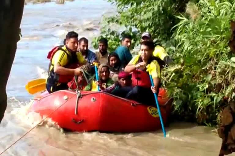 Police rescued people trapped on the island