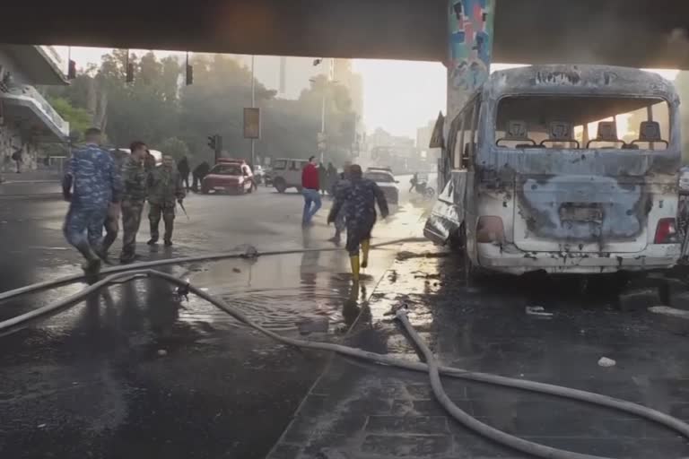 Many killed as roadside bombs hit bus in Damascus