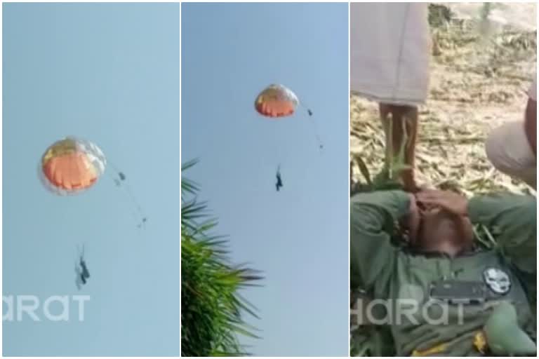 trainee-pilot-abhilash-was-seen-landing-with-a-parachute-after-mirage-aircraft-crashes-video-viral-on-social-media