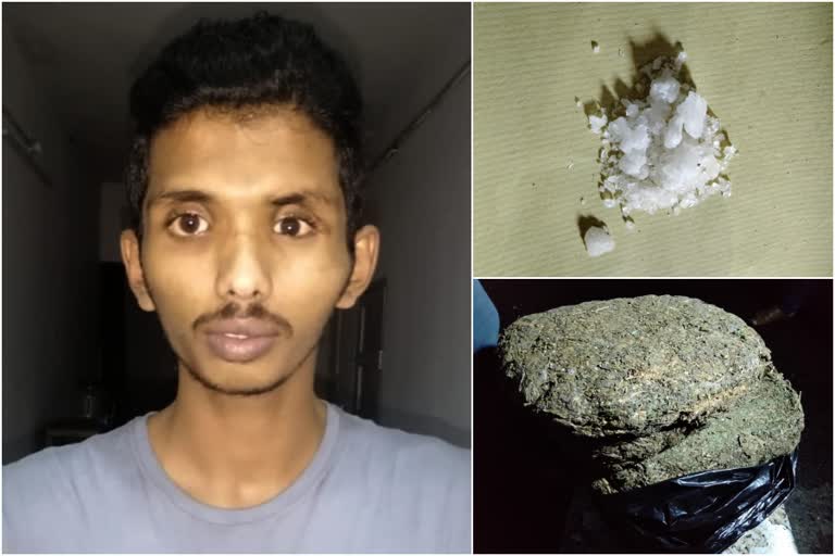 youth arrested with 8 grams of MDMA and cannabis  കഞ്ചാവും അരലക്ഷം രൂപ വിലവരുന്ന 8 ഗ്രാം എം.ഡി.എം.എയുമായി കോട്ടയത്ത് യുവാവ് അറസ്റ്റിൽ  യുവാവ് അറസ്റ്റിൽ  കോട്ടയത്ത് യുവാവ് അറസ്റ്റിൽ  കഞ്ചാവ്  എം.ഡി.എം.എ  MDMA  cannabis  youth arrested