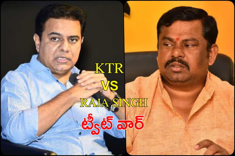 ktr and raja singh tweets, ktr vs rajasingh