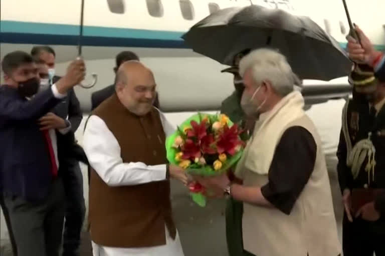 Amit Shah reaches Srinagar for his three day visit to Jammu and Kashmir