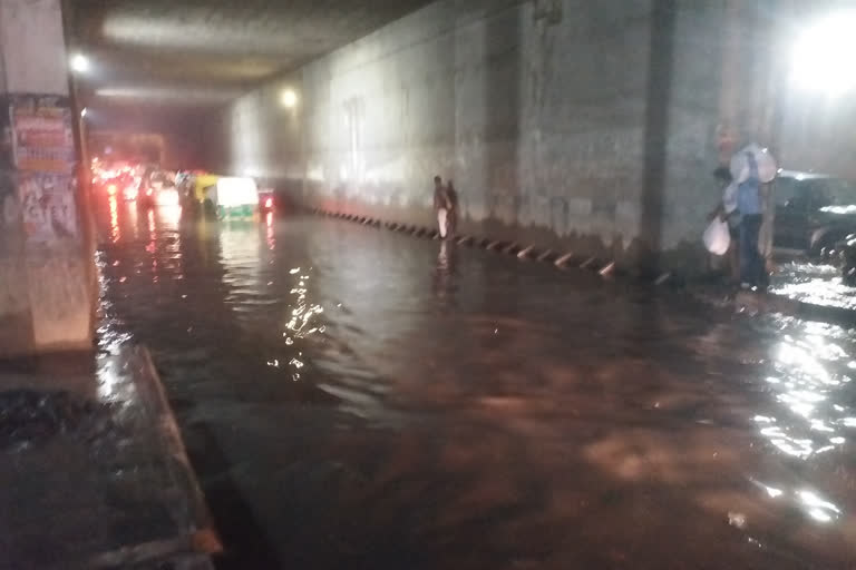 Waterlogging under Prahladpur railway underpass after rain
