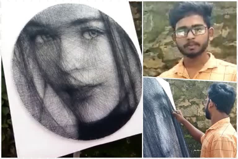 Engineering student  Art with nail and yarn  woman face  beauty face  എഞ്ചിനിയറിങ് വിദ്യാർഥി  ആണിയും നൂലും  ഏബൻസ് ജോൺസ് സജി