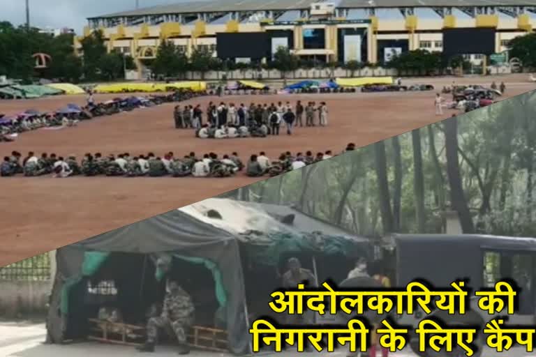 temporary-camp-set-up-to-monitor-agitating-assistant-policemen-in-ranchi