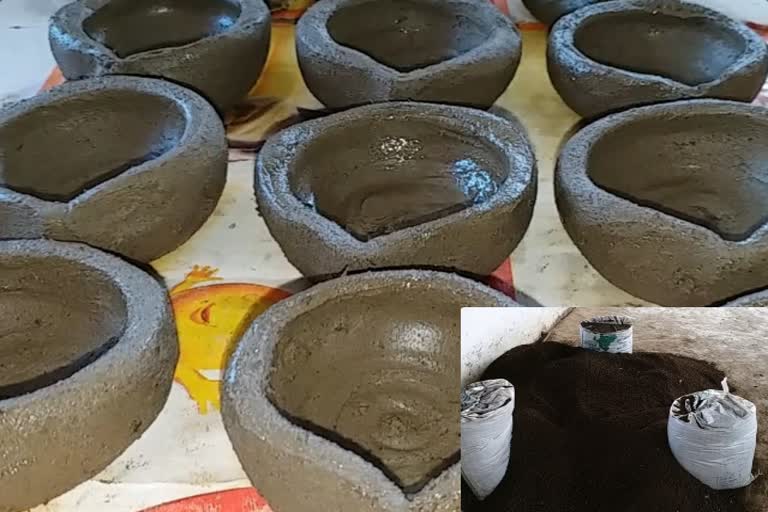 Diyas are being made from cow dung in Bilaspur for Deepawali