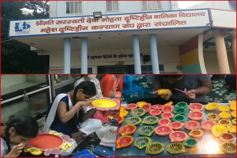 Blind girls illuminating others Diwali