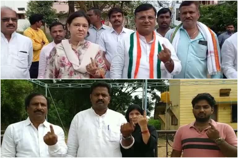 hanagal  Candidates voted in voting center