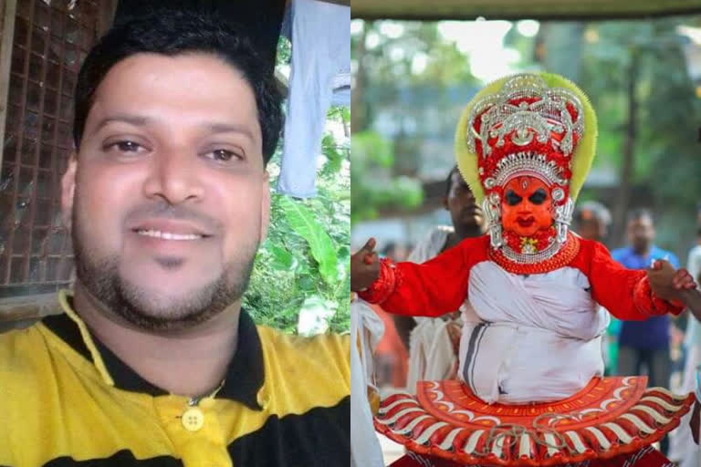 theyyam artist died on road accident in kasargod  theyyam artist died on road accident  kasargod theyyam artist died  kasargod theyyam artist death  theyyam artist death  theyyam artist road accident  ഇരുചക്ര വാഹനം ലോറിയുമായി കൂട്ടിയടിച്ച് തെയ്യംകലാകാരന് ദാരുണാന്ത്യം  തെയ്യംകലാകാരന് ദാരുണാന്ത്യം  കാസർകോട് തെയ്യംകലാകാരന് ദാരുണാന്ത്യം  കാസർകോട് തെയ്യംകലാകാരൻ മരിച്ചു  തെയ്യംകലാകാരൻ മരിച്ച വാർത്ത  തെയ്യംകലാകാരന്‍റെ മരണം  തെയ്യംകലാകാരൻ  തെയ്യം