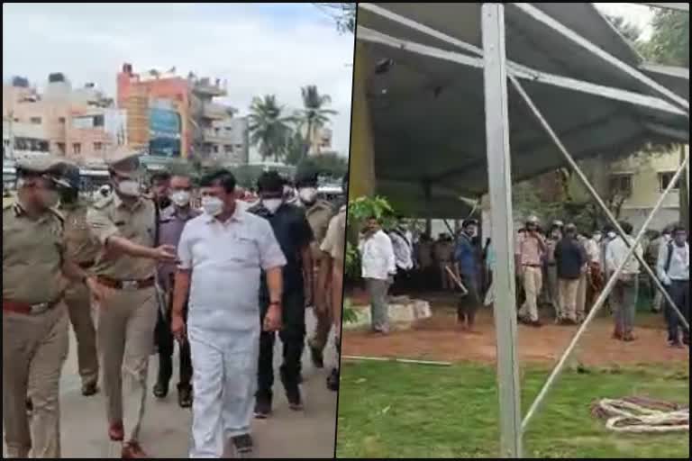 Araga Jnanendra checks on Puneeth Rajkumar funeral preparation