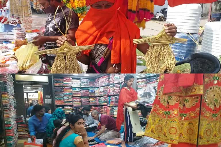 The market is filled with chandeliers and whipped clothes of paddy earrings