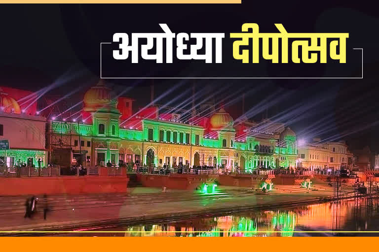 ayodhya lit up with colorful laser lights