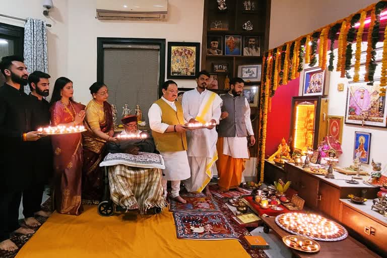 BJP National President JP Nadda celebrated Diwali