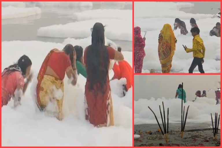 toxic foam in yamuna river