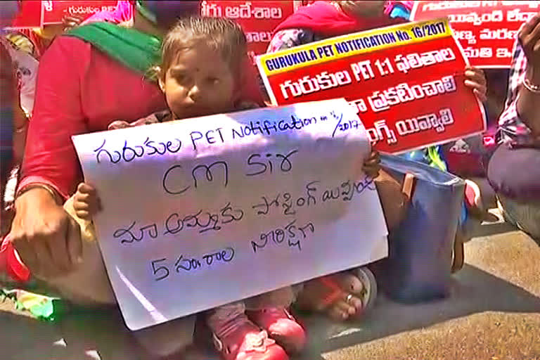 PET candidates protest in Hyderabad